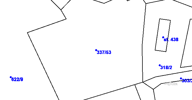 Parcela st. 337/53 v KÚ Valašská Bystřice, Katastrální mapa
