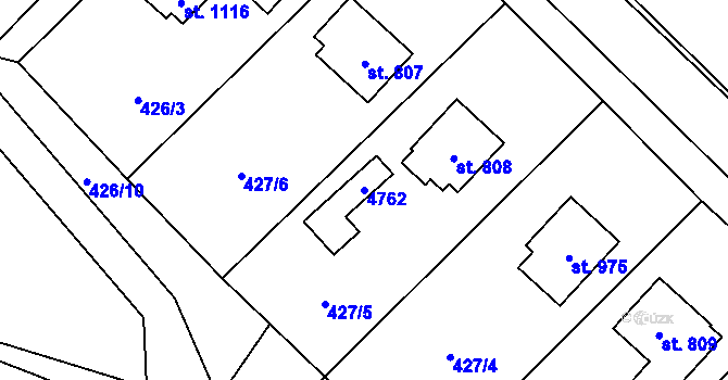 Parcela st. 4762 v KÚ Valašská Bystřice, Katastrální mapa