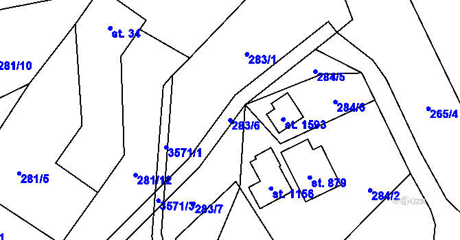Parcela st. 283/6 v KÚ Valašská Bystřice, Katastrální mapa