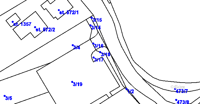 Parcela st. 3/18 v KÚ Valašská Bystřice, Katastrální mapa