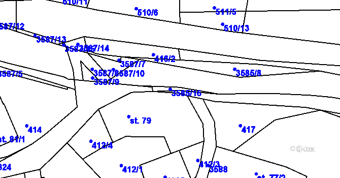 Parcela st. 3585/16 v KÚ Valašská Bystřice, Katastrální mapa