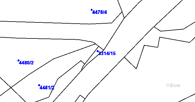 Parcela st. 3314/15 v KÚ Valašská Bystřice, Katastrální mapa