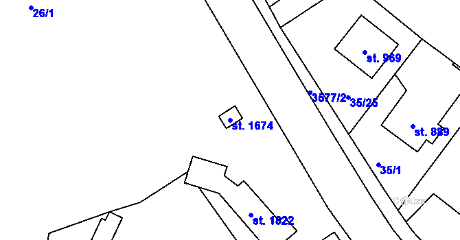 Parcela st. 1674 v KÚ Valašská Bystřice, Katastrální mapa