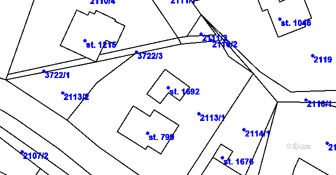 Parcela st. 1692 v KÚ Valašská Bystřice, Katastrální mapa