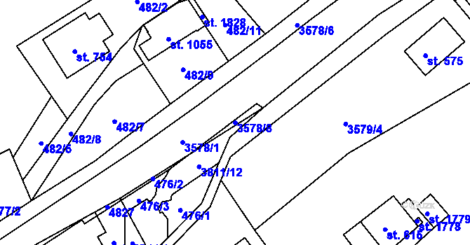 Parcela st. 3578/8 v KÚ Valašská Bystřice, Katastrální mapa