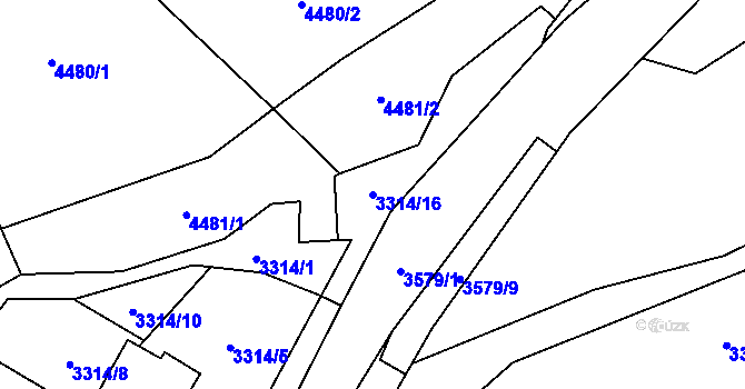 Parcela st. 3314/16 v KÚ Valašská Bystřice, Katastrální mapa
