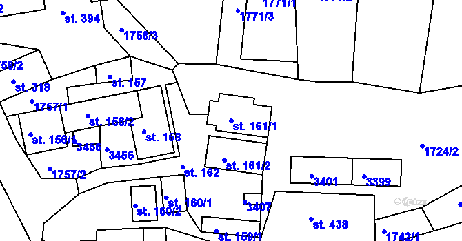 Parcela st. 161/1 v KÚ Valašská Polanka, Katastrální mapa