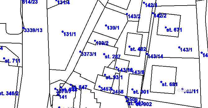 Parcela st. 287 v KÚ Valašská Polanka, Katastrální mapa