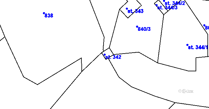 Parcela st. 342 v KÚ Valašská Polanka, Katastrální mapa
