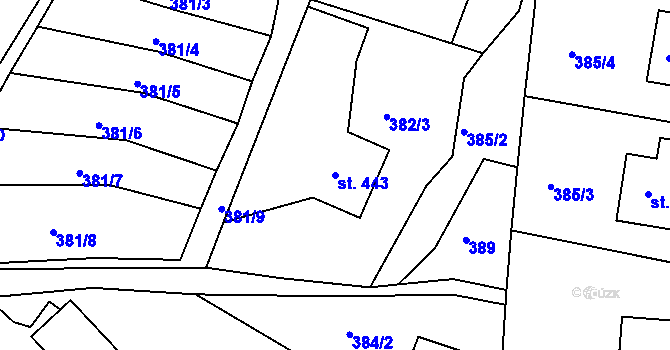 Parcela st. 443 v KÚ Valašská Polanka, Katastrální mapa
