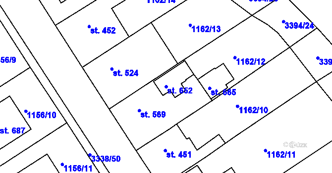 Parcela st. 652 v KÚ Valašská Polanka, Katastrální mapa