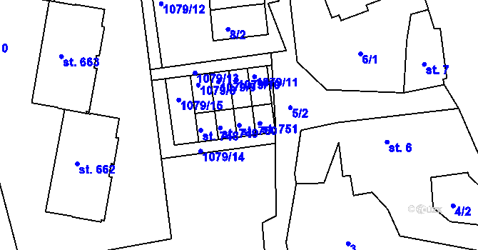 Parcela st. 750 v KÚ Valašská Polanka, Katastrální mapa