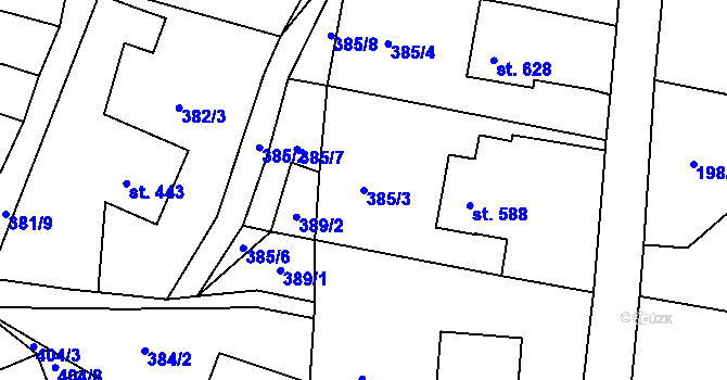 Parcela st. 385/3 v KÚ Valašská Polanka, Katastrální mapa