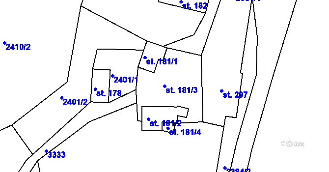 Parcela st. 181/3 v KÚ Valašská Polanka, Katastrální mapa