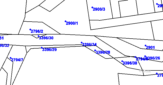 Parcela st. 3396/34 v KÚ Valašská Polanka, Katastrální mapa