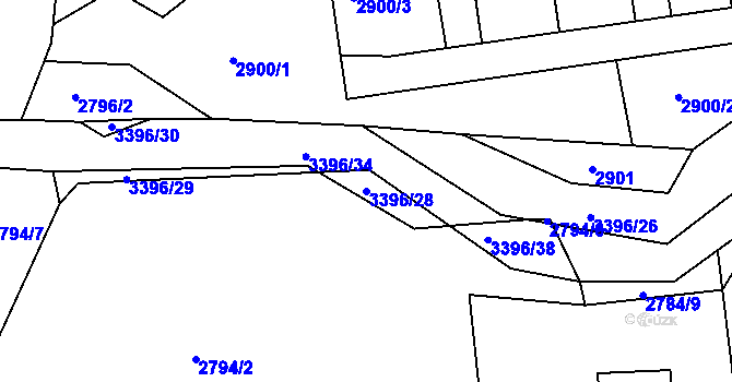 Parcela st. 3396/28 v KÚ Valašská Polanka, Katastrální mapa