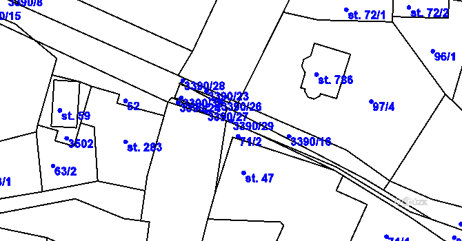 Parcela st. 3390/29 v KÚ Valašská Polanka, Katastrální mapa