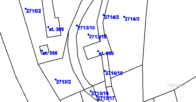 Parcela st. 906 v KÚ Valašská Polanka, Katastrální mapa