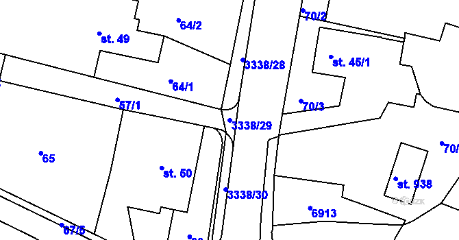 Parcela st. 3338/29 v KÚ Valašská Polanka, Katastrální mapa