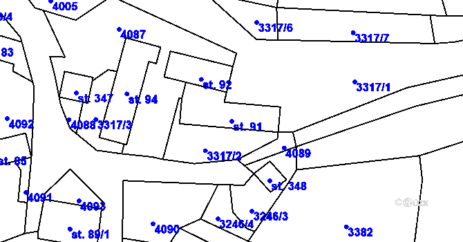 Parcela st. 91 v KÚ Valašská Senice, Katastrální mapa