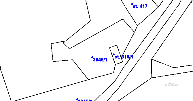 Parcela st. 316/3 v KÚ Valašská Senice, Katastrální mapa