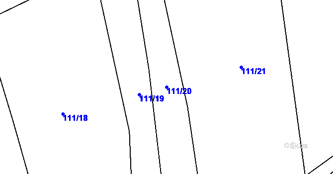 Parcela st. 111/20 v KÚ Valašská Senice, Katastrální mapa