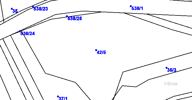Parcela st. 42/5 v KÚ Mirošov u Valašských Klobouk, Katastrální mapa