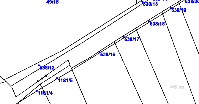 Parcela st. 538/16 v KÚ Mirošov u Valašských Klobouk, Katastrální mapa