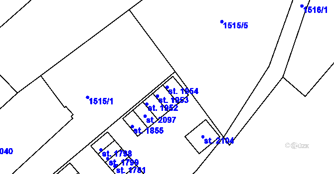 Parcela st. 1954 v KÚ Valašské Klobouky, Katastrální mapa