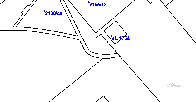 Parcela st. 2155/8 v KÚ Valašské Klobouky, Katastrální mapa