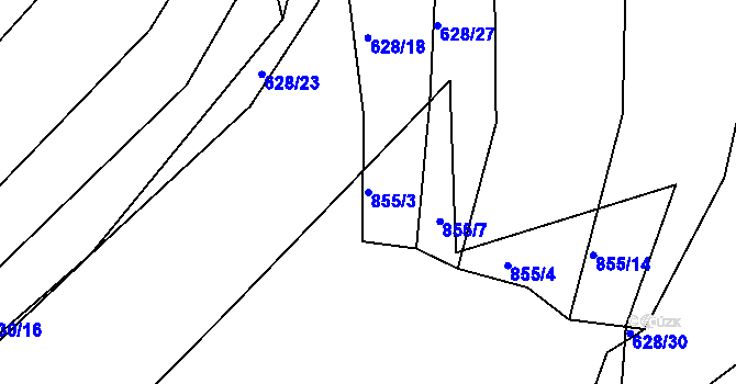 Parcela st. 855/3 v KÚ Valašské Klobouky, Katastrální mapa
