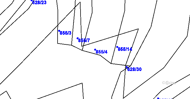 Parcela st. 855/4 v KÚ Valašské Klobouky, Katastrální mapa