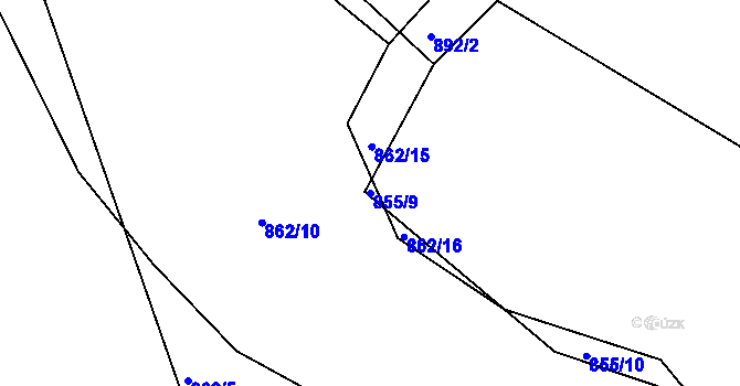 Parcela st. 855/9 v KÚ Valašské Klobouky, Katastrální mapa