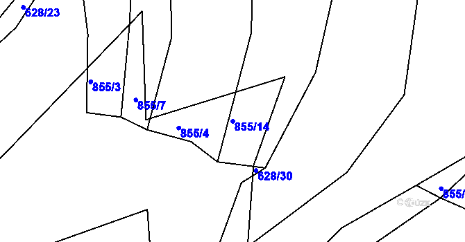 Parcela st. 855/14 v KÚ Valašské Klobouky, Katastrální mapa