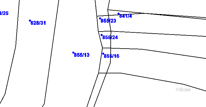 Parcela st. 855/16 v KÚ Valašské Klobouky, Katastrální mapa