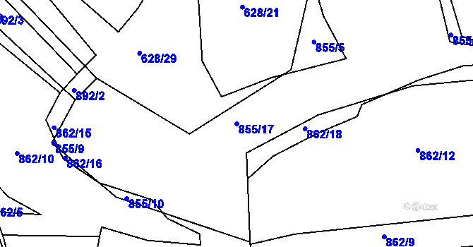 Parcela st. 855/17 v KÚ Valašské Klobouky, Katastrální mapa