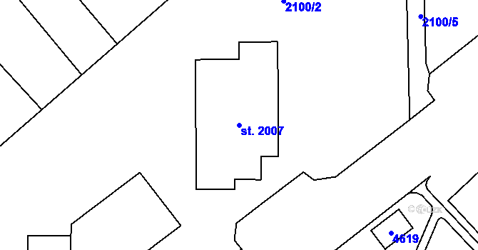 Parcela st. 2007 v KÚ Valašské Klobouky, Katastrální mapa