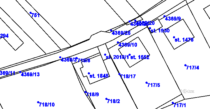Parcela st. 2018/1 v KÚ Valašské Klobouky, Katastrální mapa