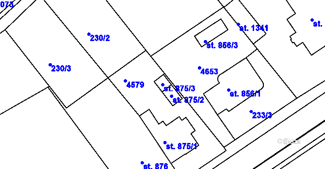 Parcela st. 875/3 v KÚ Valašské Klobouky, Katastrální mapa