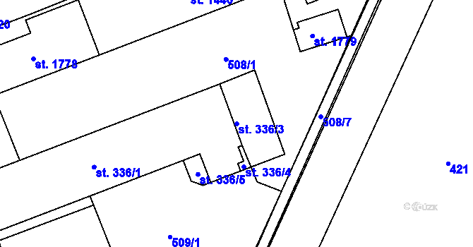 Parcela st. 336/3 v KÚ Valašské Klobouky, Katastrální mapa