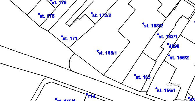 Parcela st. 168/1 v KÚ Valašské Klobouky, Katastrální mapa