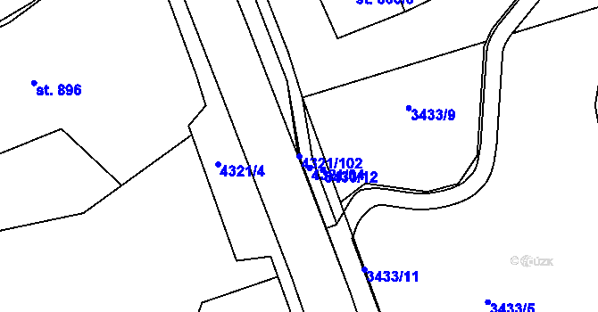 Parcela st. 4321/102 v KÚ Valašské Klobouky, Katastrální mapa