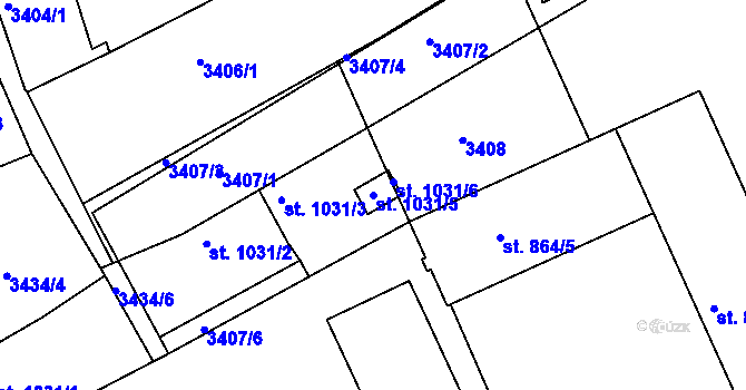 Parcela st. 1031/5 v KÚ Valašské Klobouky, Katastrální mapa