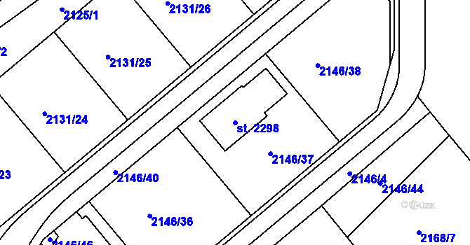Parcela st. 2298 v KÚ Valašské Klobouky, Katastrální mapa
