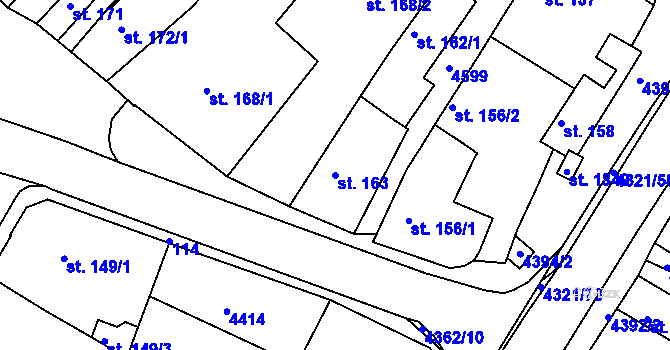 Parcela st. 163 v KÚ Valašské Klobouky, Katastrální mapa