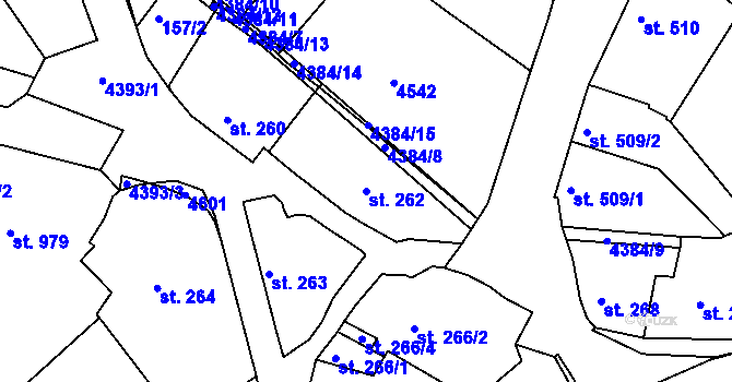 Parcela st. 262 v KÚ Valašské Klobouky, Katastrální mapa