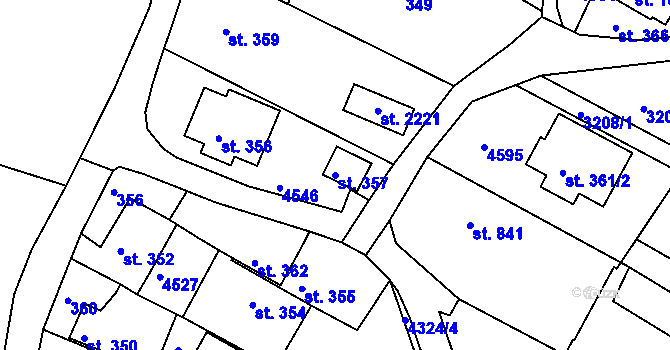 Parcela st. 357 v KÚ Valašské Klobouky, Katastrální mapa
