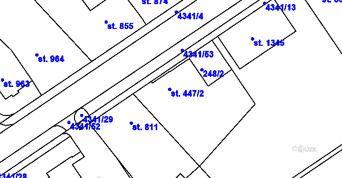 Parcela st. 447/2 v KÚ Valašské Klobouky, Katastrální mapa