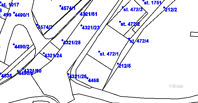 Parcela st. 472/1 v KÚ Valašské Klobouky, Katastrální mapa