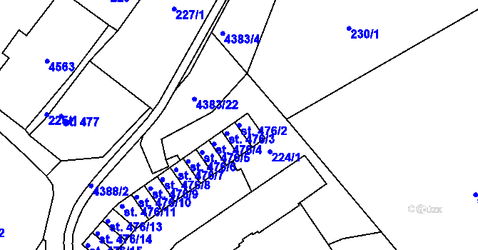 Parcela st. 476/2 v KÚ Valašské Klobouky, Katastrální mapa